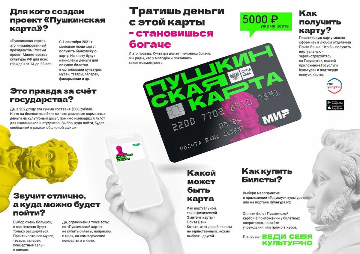 «пушкинская карта» в 2023 году: кто может получить, как оформить, как ей оплачивать и сколько денег на ней будет