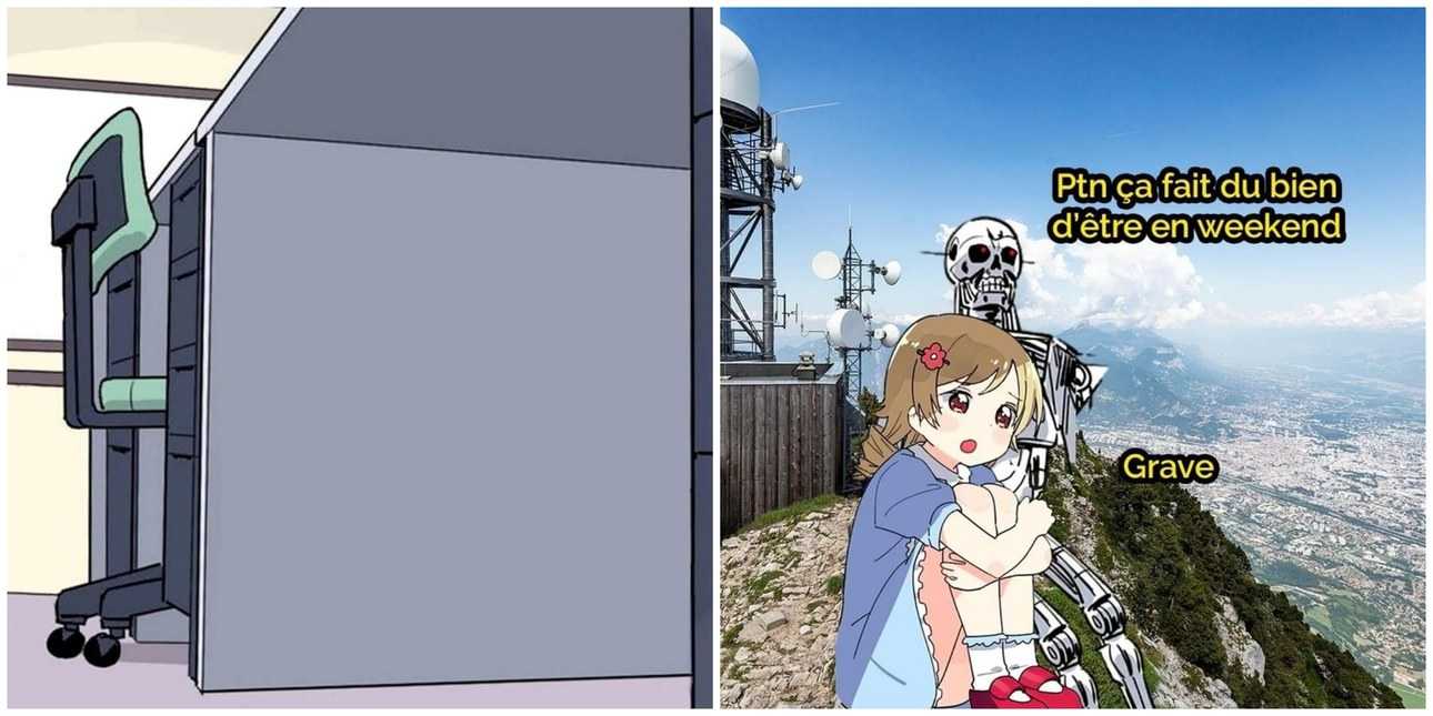 Anime girl hiding from terminator meme generator - imgflip